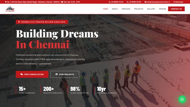 Cityscape Construction — website screenshot