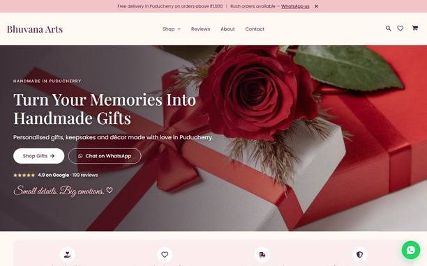 Bhuvana Arts — website screenshot